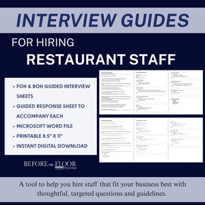 Interview Guides for Restaurant Staffing - Both BOH and FOH Included