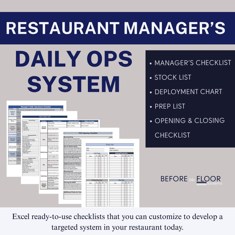 Restaurant Manager Checklists for Daily Operations - Etsy