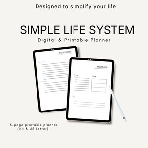 The Simple Life System Printable - Minimal Planner PDF - Monthly Weekly Planner - Productivity & Mindset - A4/US Letter