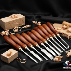 12-Piece Professional Wood Carving Chisels | Cr-V Steel Woodworking Tools