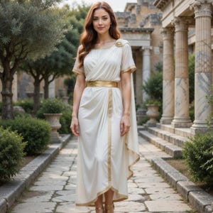 green emerald velvet dress Women's White and Gold Roman Goddess Costume
