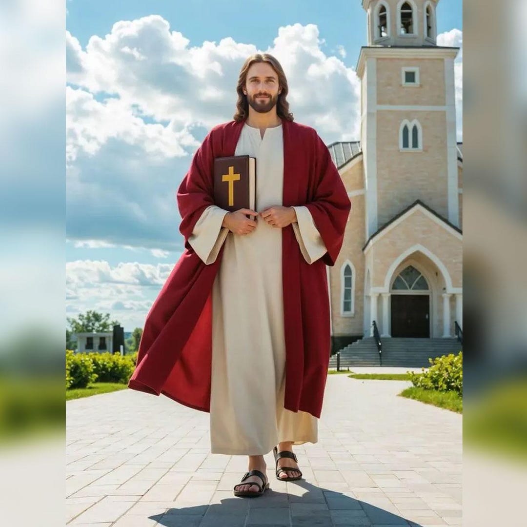 Men's Red Biblical Robe – Full Length Polyester Pastor Gown for Church ...