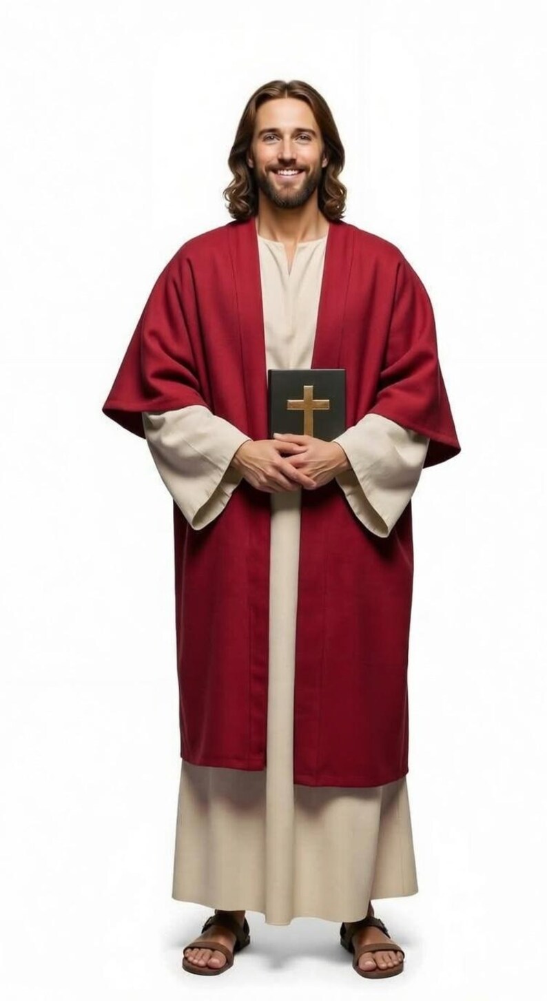 Men's Red Biblical Robe – Full Length Polyester Pastor Gown for Church ...
