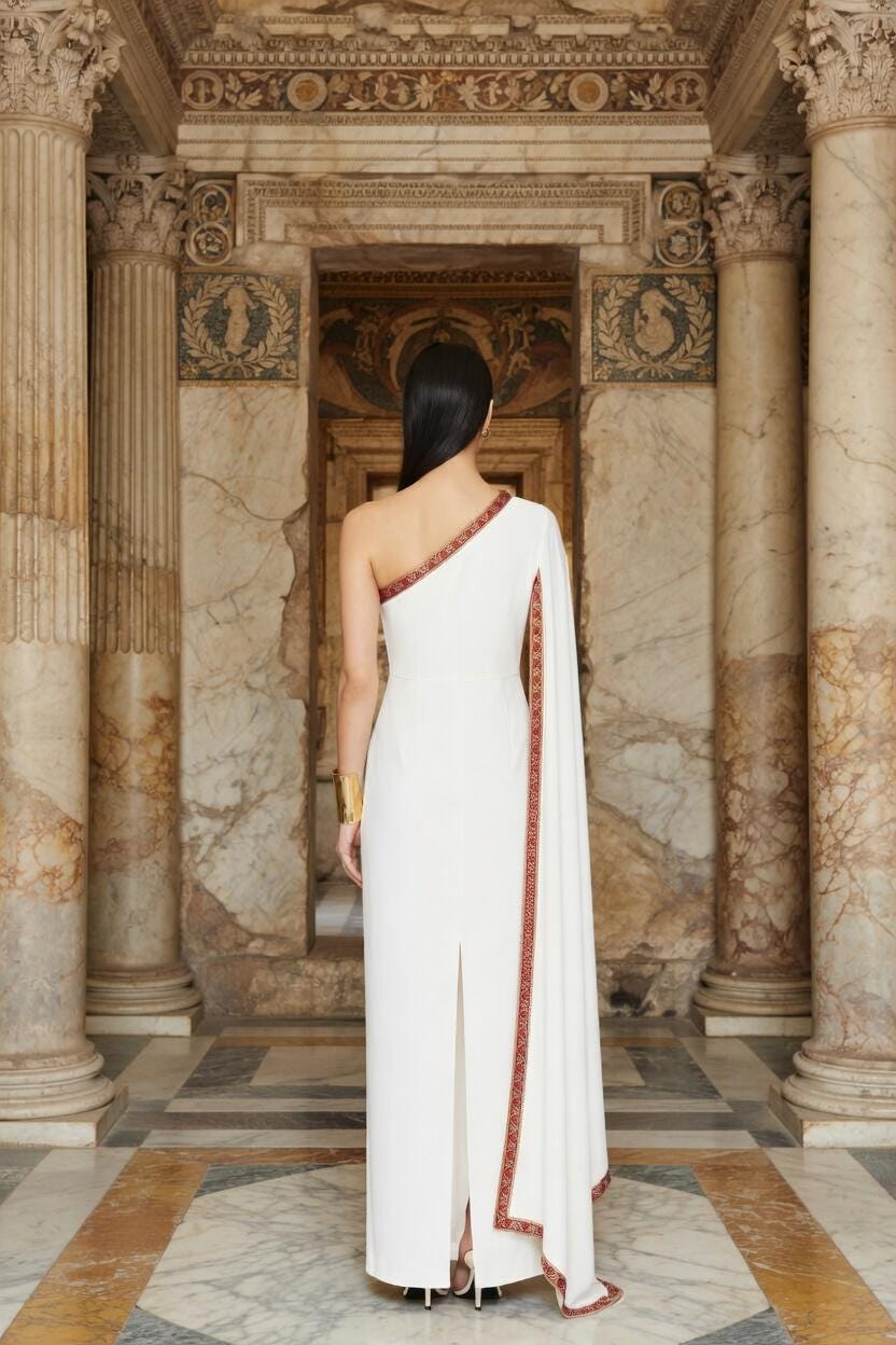 greek goddess one shoulder dress One-Shoulder Greek Goddess Maxi Dress
