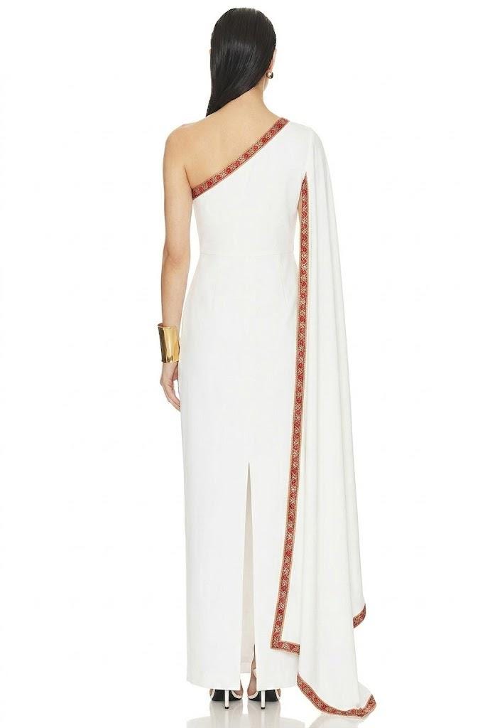 white one shoulder goddess dress One-Shoulder Greek Goddess Maxi Dress