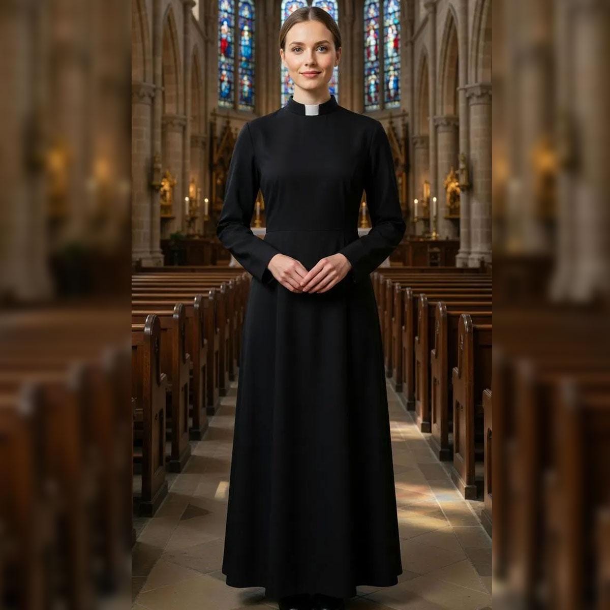 knee length dresses for ladies Women's Loose Fitting Clergy Dress – Comfortable & Stylish
