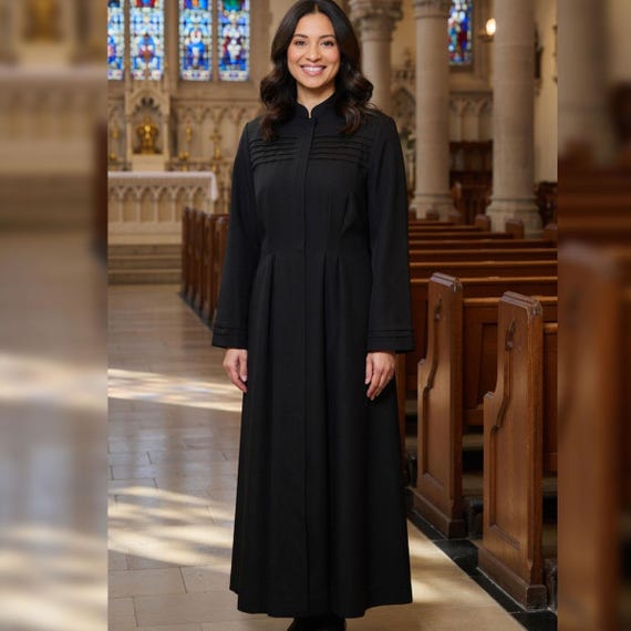 black clergy dress – Modest Long Sleeve A-Line Religious Robe, Cotton Formal Attire Religious outfit Height:160 cm bridal gowns near me Vintage VINTAGE Wet Seal stylish designer buttons