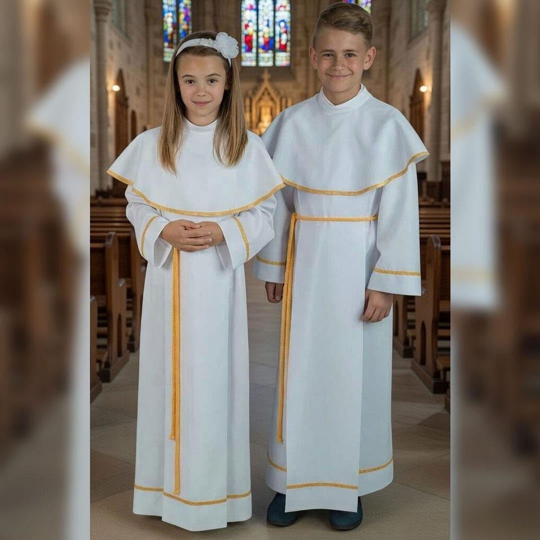 Lightweight Communion Robe Kids White First Communion Robe – Boys & Girls Church Choir Gown – Holy ...