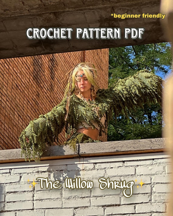 Willow Shrug Crochet Pattern, Fairycore Moss Sweater PDF, Beginner Friendly, Forest Top