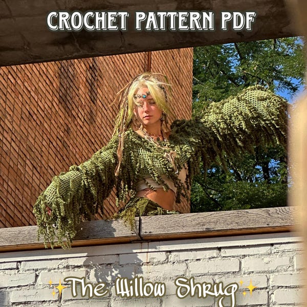 Willow Shrug Crochet Pattern, Fairycore Moss Sweater PDF, Beginner Friendly, Forest Top