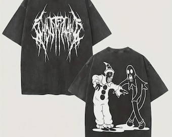Camiseta oversized de algodão lavado: estampa vintage desgastada, estilo streetwear retrô, modelagem solta.