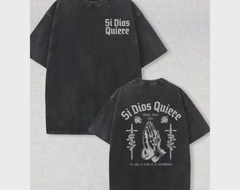 Camiseta vintage de algodão lavado, camiseta streetwear com estampa religiosa