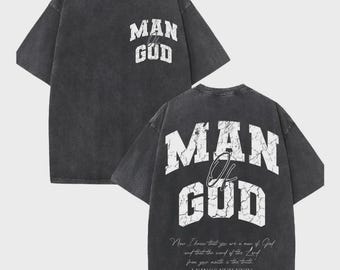 Camiseta cristã vintage com lavagem especial, camiseta oversized com estampa de versículo bíblico, camiseta streetwear de tecido pesado com temática de fé.