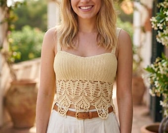 Molde em PDF para Top Cropped Boho de Crochê - Sutiã com Renda de Abacaxi - Top para Festas de Verão - Download Digital