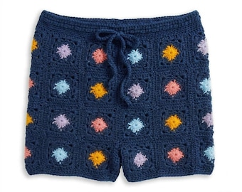 Molde para Shorts Quadrados da Vovó | Shorts de Crochê em PDF | Shorts Boho de Verão | Molde Fácil para Roupa de Crochê