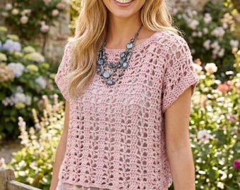 Molde de Top de Crochê para o Verão | Top Cropped Boho Oversized | PDF de Blusa de Crochê Fácil