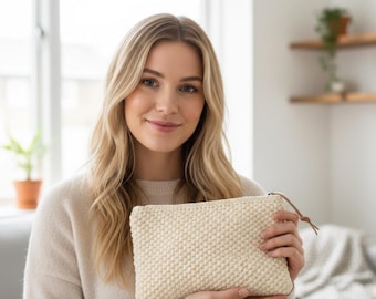 Molde de Bolsa de Maquiagem em Crochê em PDF | Nécessaire Moderna com Zíper | Tutorial Fácil para Iniciantes