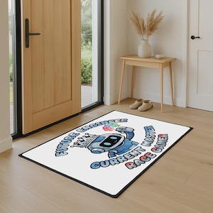 Strapazierfähige Bodenmatte für Gamer Krone Roboter Techniker Gaming Raum Technik Enthusiast STEM Geschenk Humorvolle Polyester Anti-Rutsch-Matte, Kultur (Wissenschaft