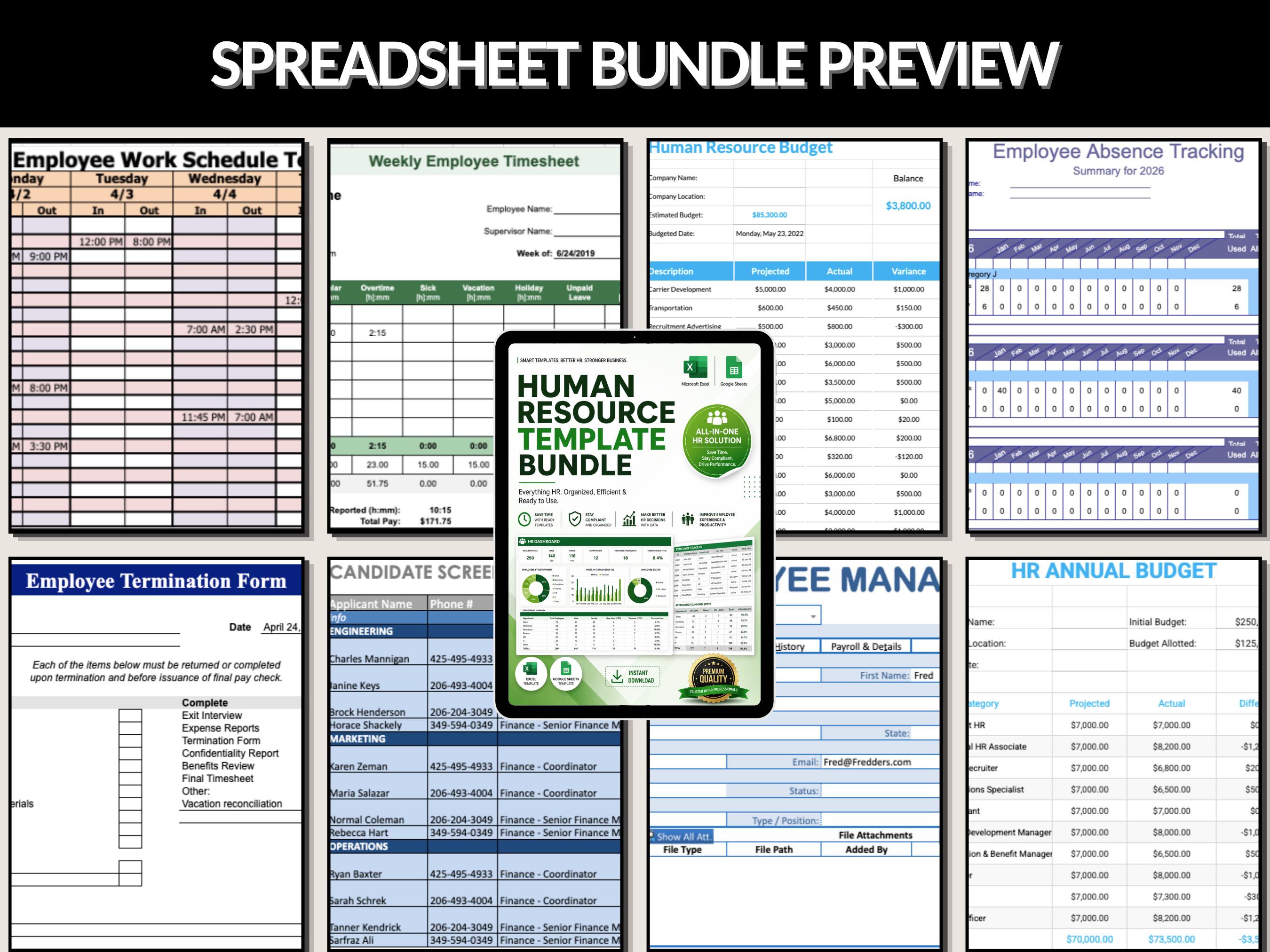 Human Resource Bundle | HR Templates, Hr Dashboard, | Hiring Tracker ...