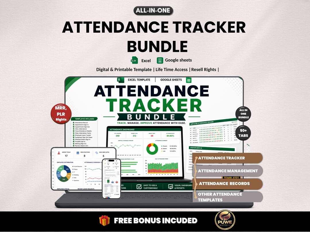 Attendance Tracker Bundle | Excel Templates & Google Sheets ...