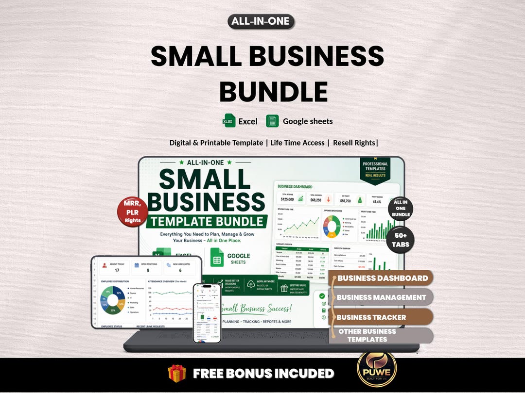 Small Business Bundle | Excel Template & Google Sheets | Business ...