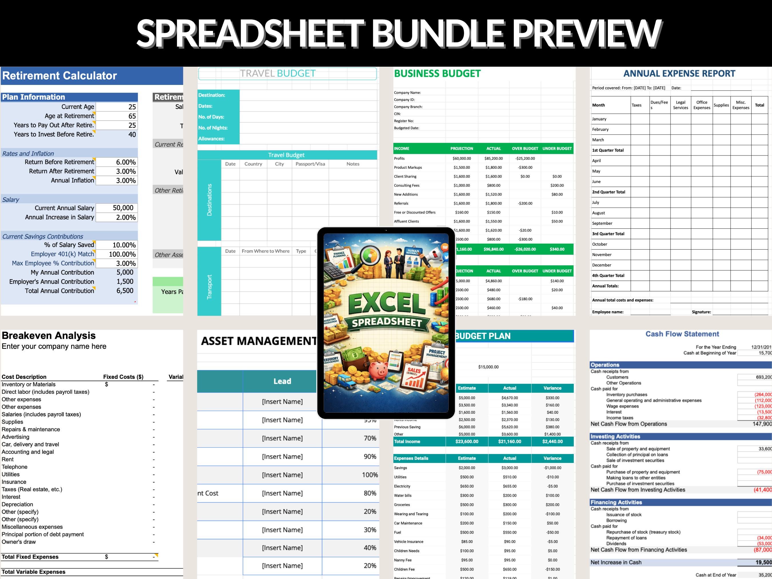 2000+ Excel Spreadsheet Bundle | Excel Templates, Spreadsheets ...