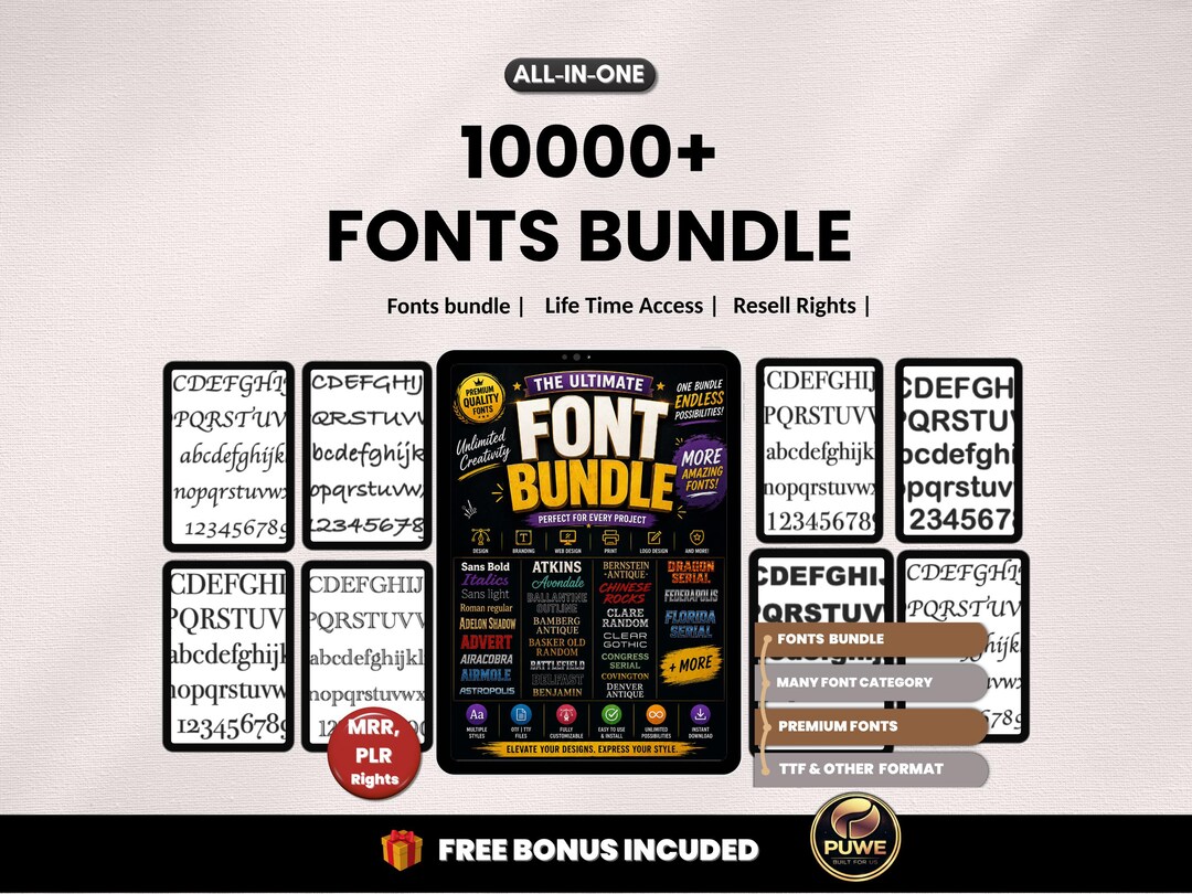 10000+ Font Bundle | Fonts Pack, Sans Serif Font, Script Fonts, Vintage ...