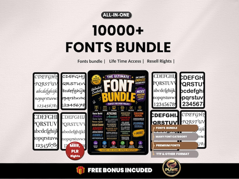 10000+ Font Bundle | Fonts Pack, Sans Serif Font, Script Fonts, Vintage ...