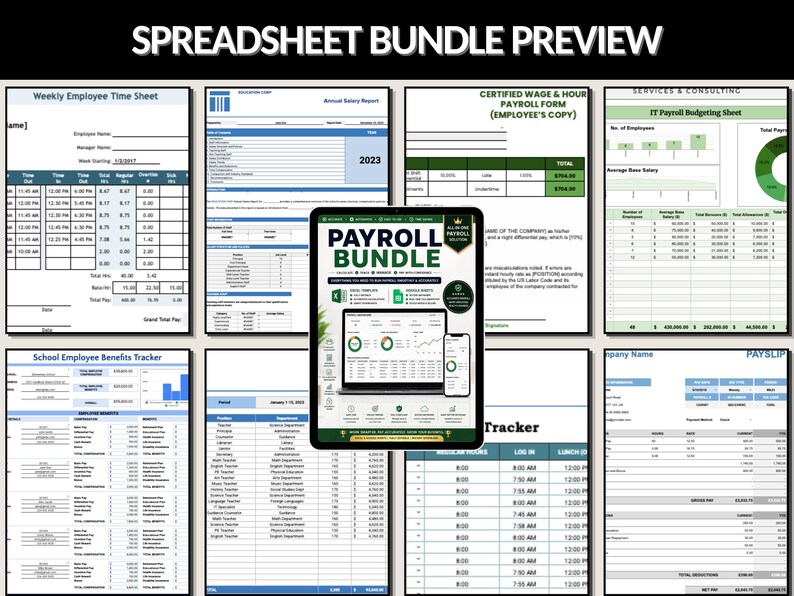 Payroll Bundle | Excel Templates & Google Sheets | Payroll Template ...