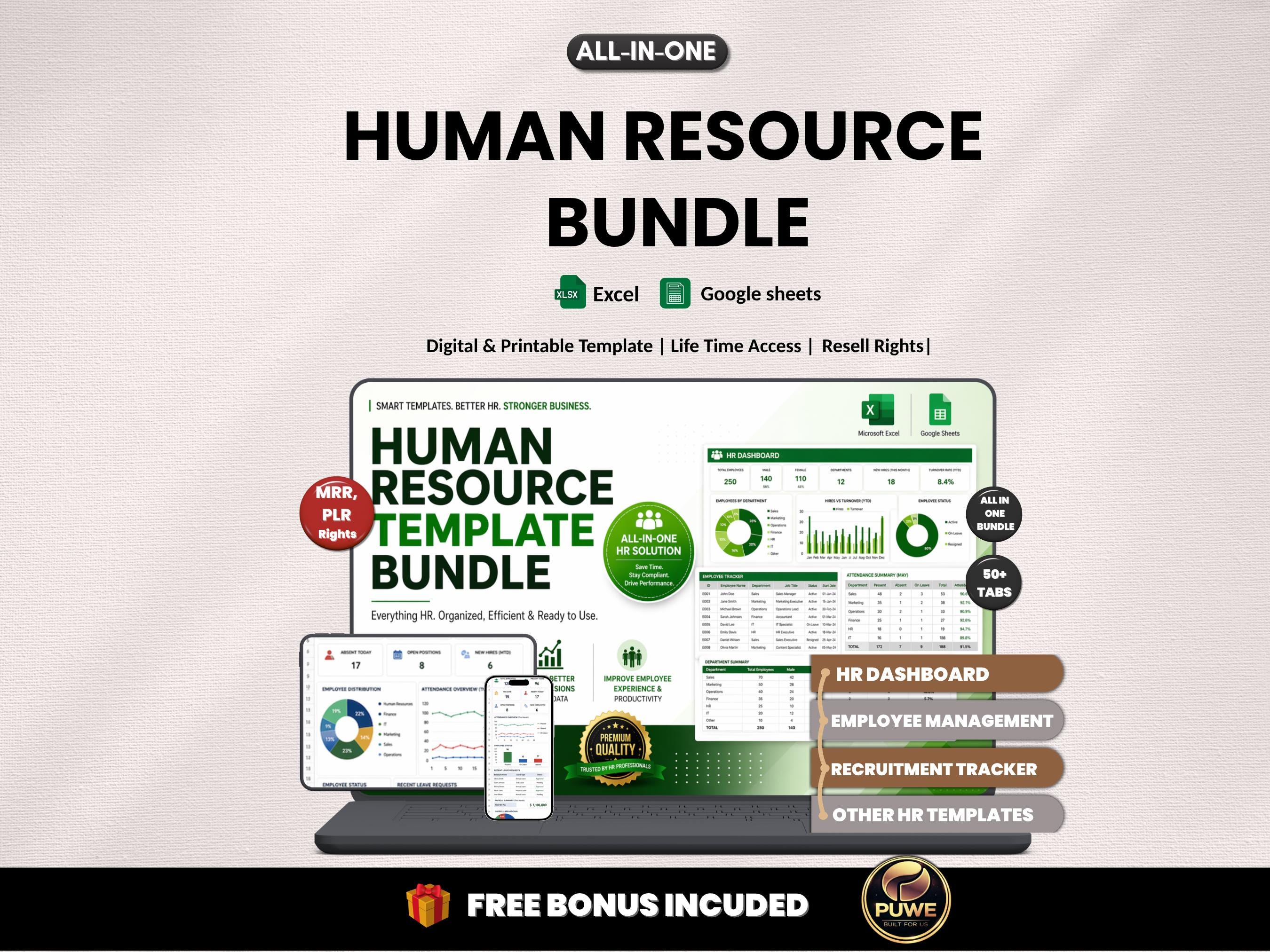 Human Resource Bundle | HR Templates, Hr Dashboard, | Hiring Tracker ...