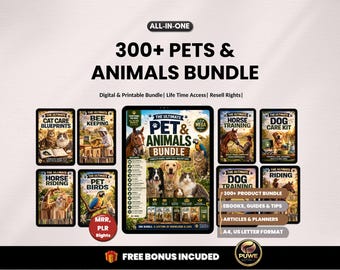 300種類以上のペット＆動物関連グッズセット｜ペットガイド、ペットケアプランナー、犬用ケアキット、犬用トレーニングガイド、猫用ケアキット、猫用トレーニングガイド｜MRR PLRライセンス