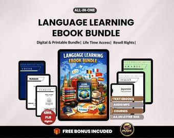 Sprachenlernen Ebook Bundle | Digitaler Sprachlernplaner, Vokabelheft, Digitaler Sprachlernplaner | PLR MRR Rechte