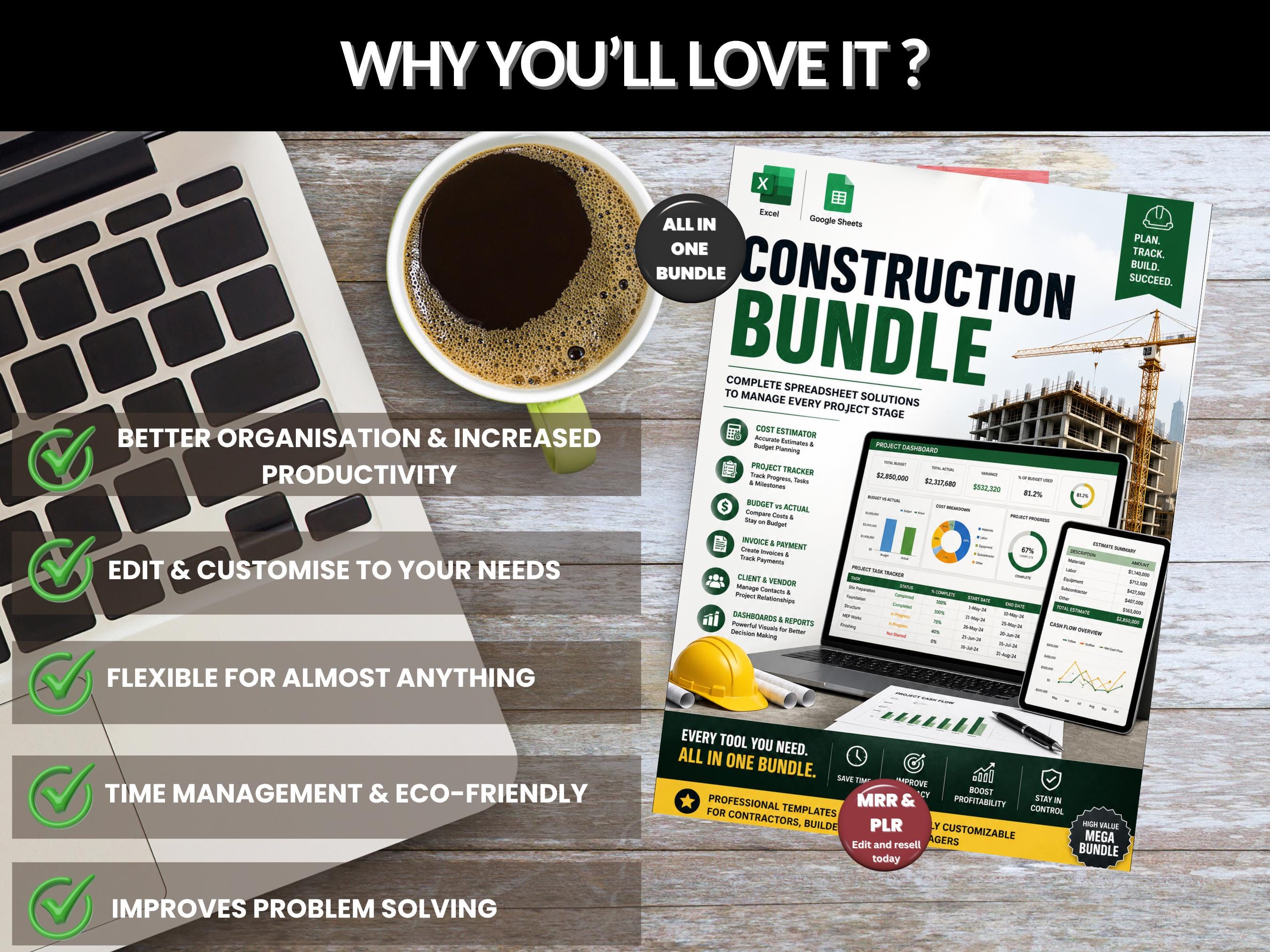 Construction Bundle | Excel Template & Google Sheets | Construction ...