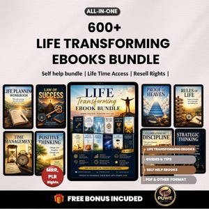 300+ Life transforming ebook bundle | Self help ebook | Personal Development Guide | Mindset, Confidence, Success eBooks | PLR MRR Rights
