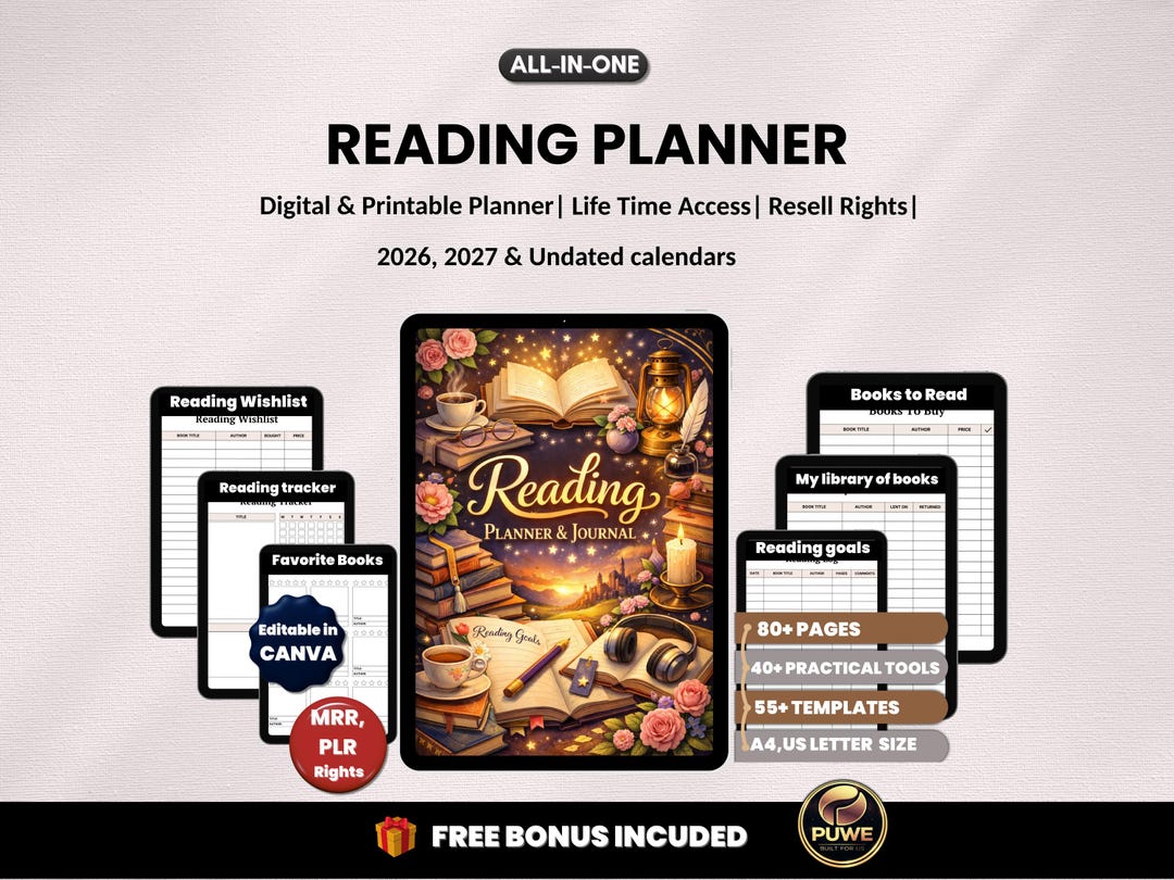 Digital & Printable Book Reading Journal | Reading Planner Bundle |book ...