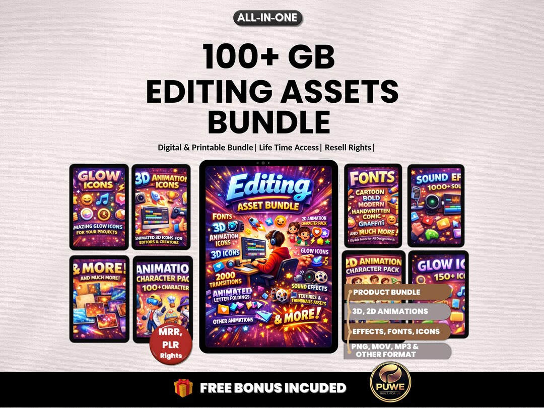 100+ GB Editing Asset Bundle | Animation Assets, Content Creator Kit ...