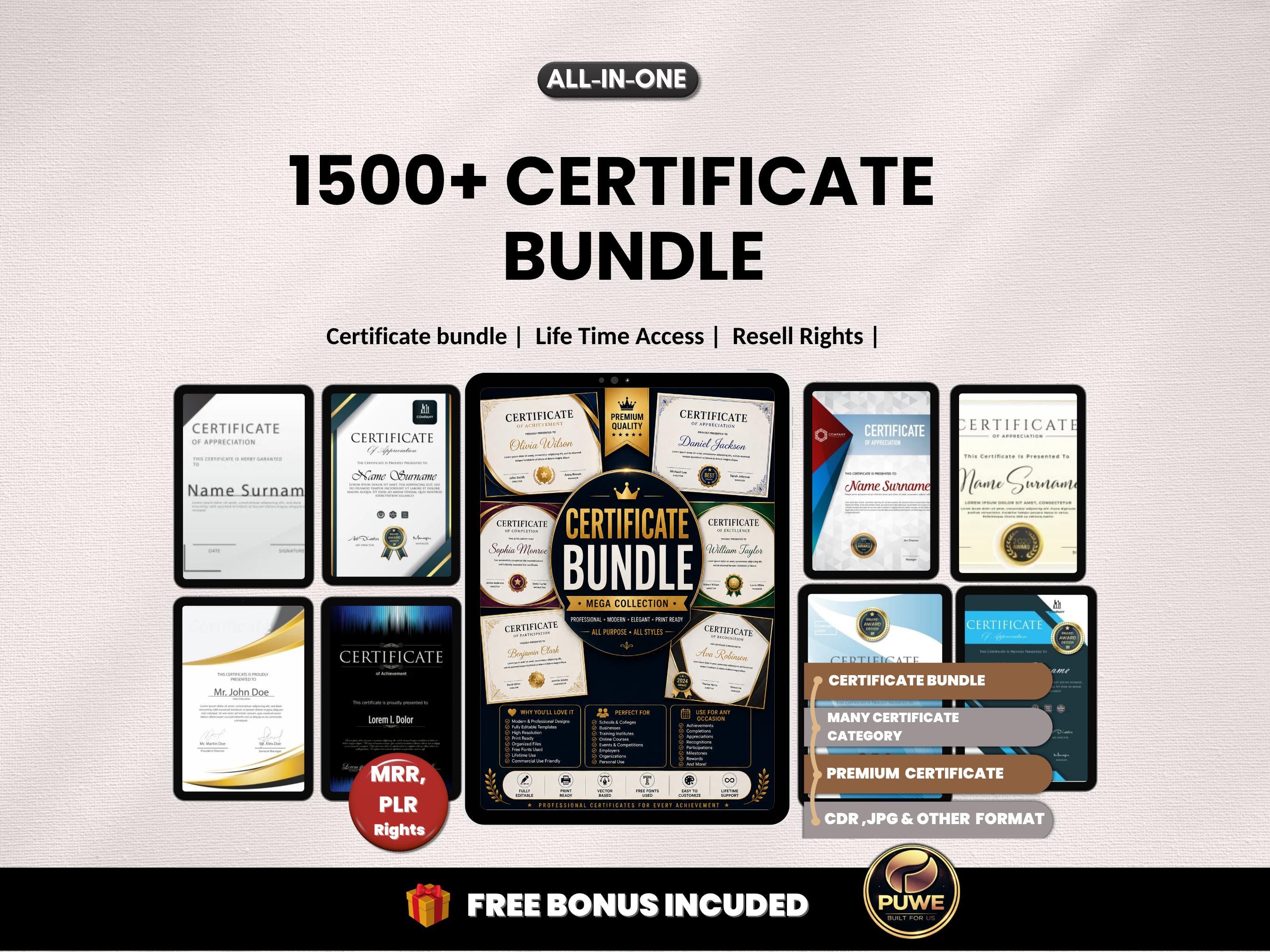 1500+ Certificate Bundle | Certificate Design, Certificate Pack ...