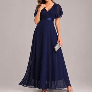semi formal wedding dress attire Berylove Women Jacquard Navy Formal Dress Satin One Shoulder Ruffle Mermaid  Maxi Gala Dress main image 0