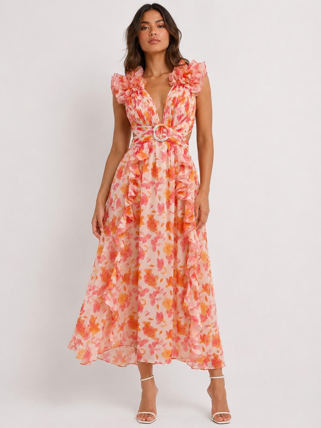 Floral Chiffon Maxi Dress