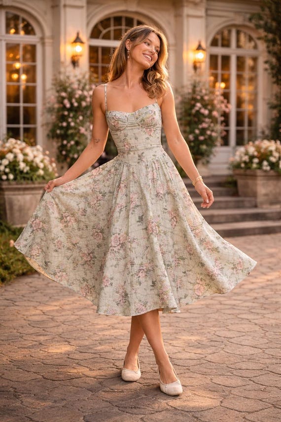 floral corset midi dress Cream Textured Round Neck Waist Cut Out Midi Dress – AX Paris main image 1