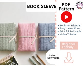Gesteppte Buch-Sleeve-Schnittmuster, Stiftehalter & Reißverschlusstasche PDF Pattern