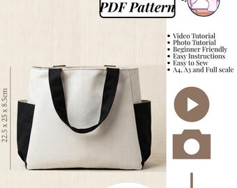 Mini Einkaufstasche mit Taschen | PDF Sofortdownload & Anleitung | Lunchbag | Anfängerfreundlich