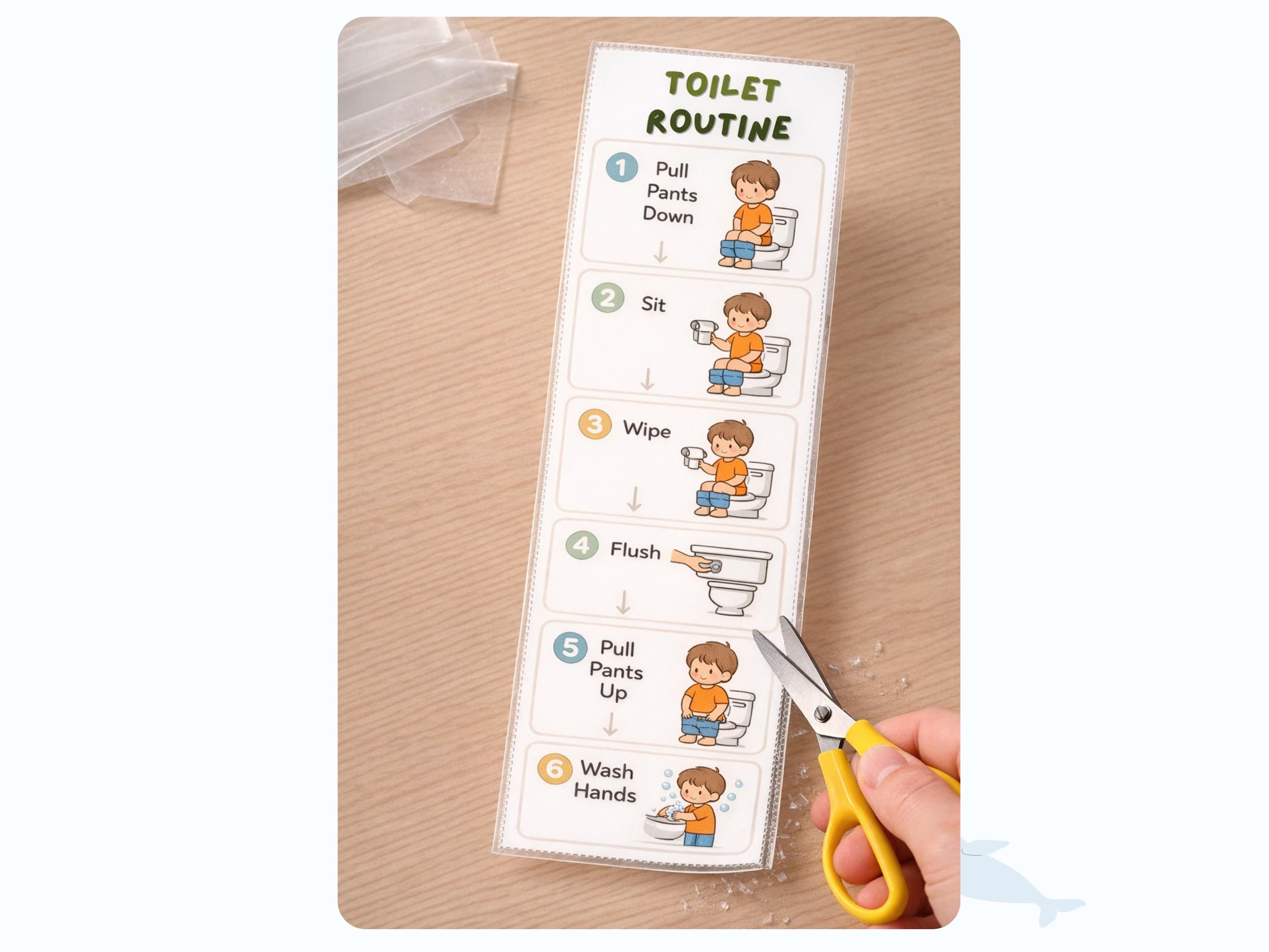 Toddler Toilet Routine Chart, Potty Training Visual Steps (digital ...