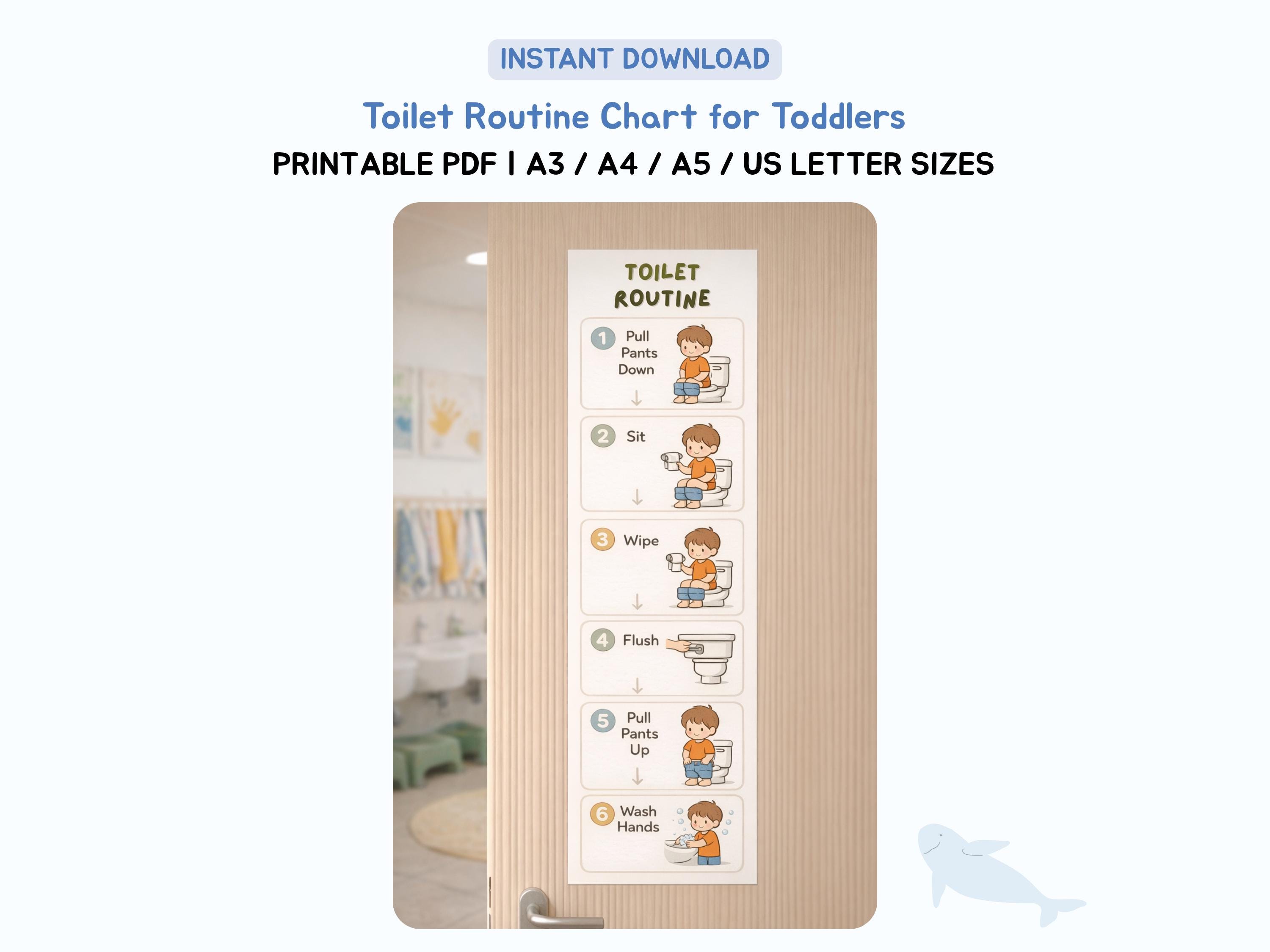 Toilette Routine Toddler Toilet Routine Chart, Potty Training Visual Steps (digital ...