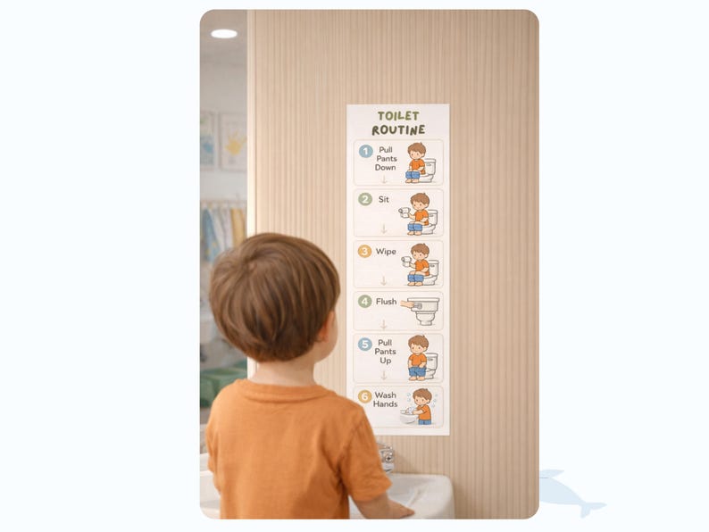 Toilette Routine Toddler Toilet Routine Chart, Potty Training Visual Steps (digital ...