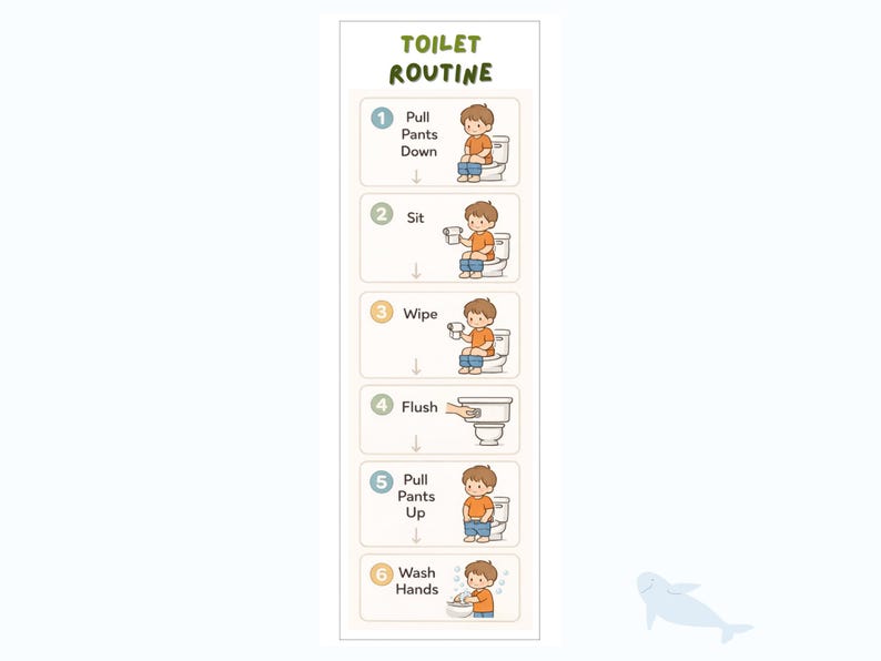 Toddler Toilet Routine Chart, Potty Training Visual Steps (digital ...
