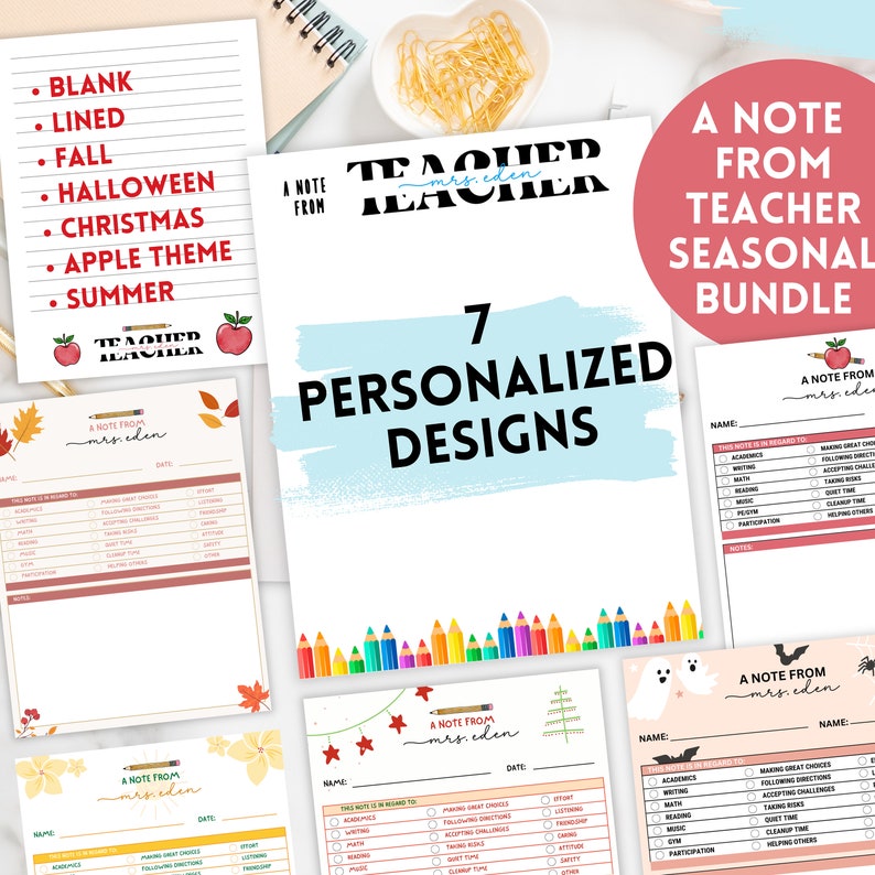 Note From Teacher Personalized Stationary, Teacher Personalized Notepad ...