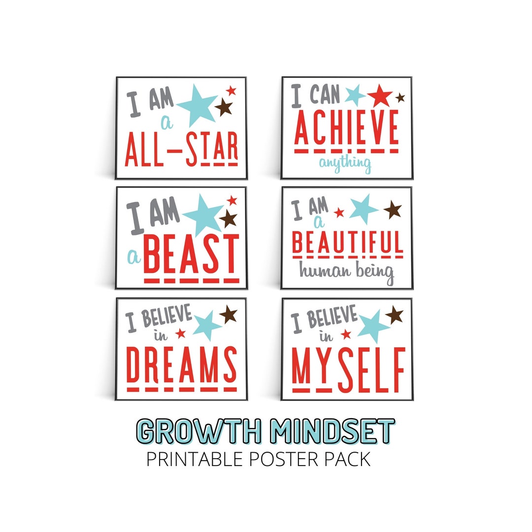 Growth Mindset Poster Pack, Positive Affirmations for Kids, Positive ...