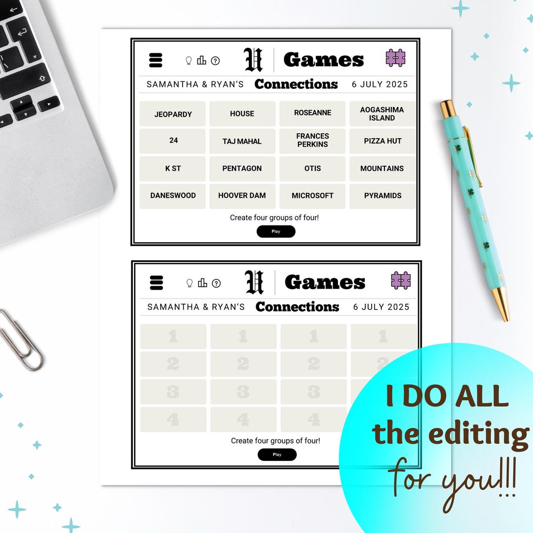 Connections Trivia Game for Bride & Groom, Wedding Reception Guest ...