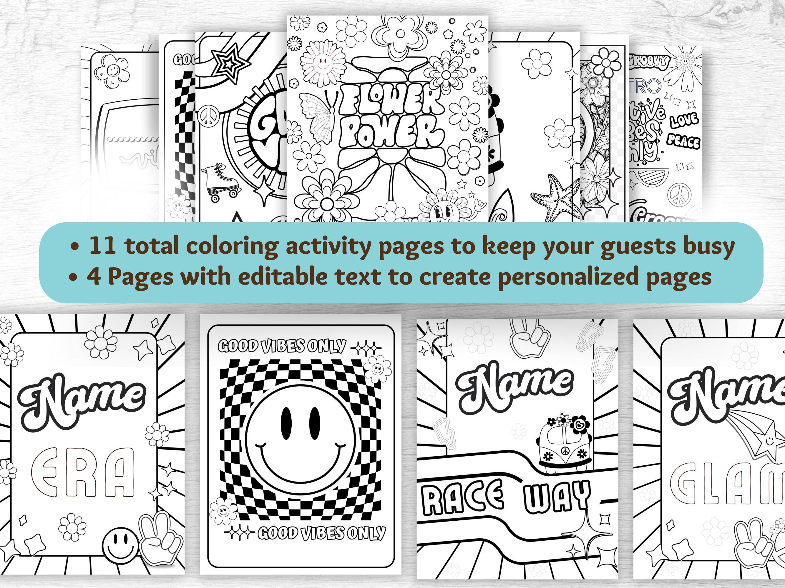 Editable Retro Groovy Peace Birthday Invitation BUNDLE, Personalized ...